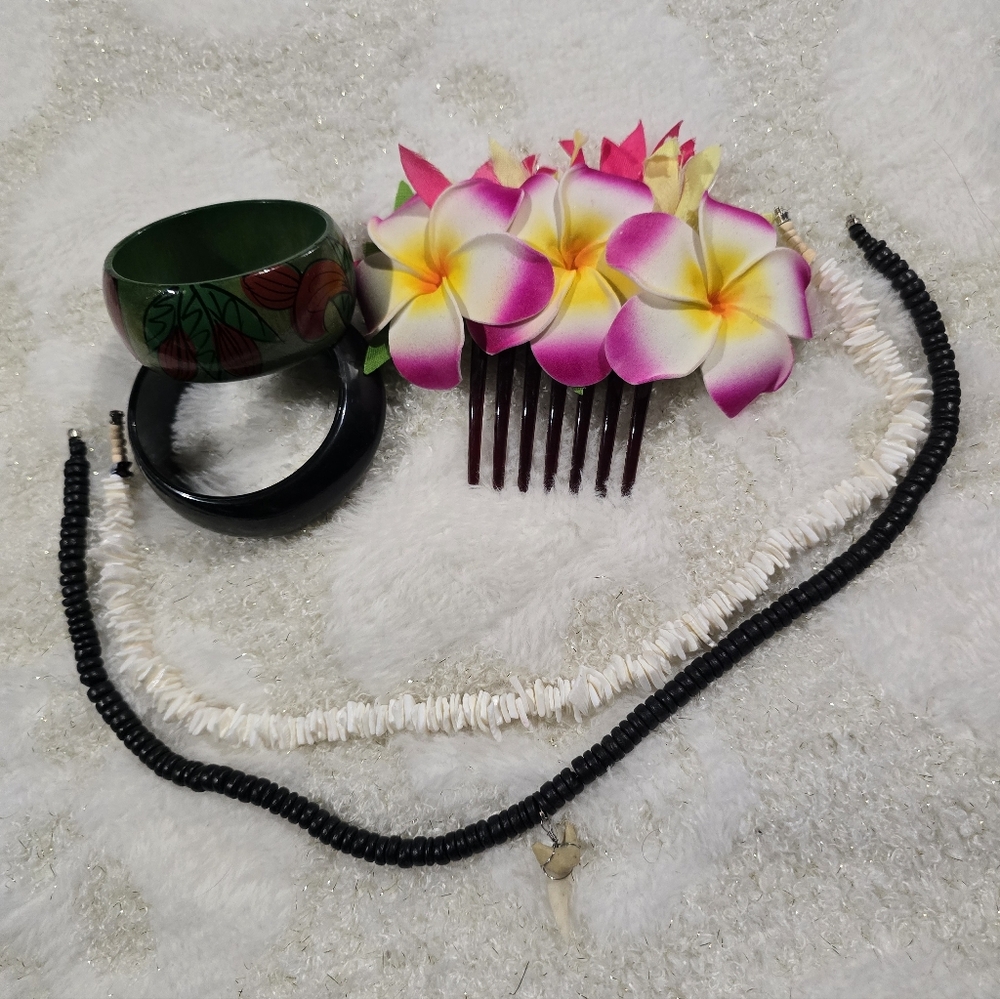 Floral Green and Black Bangle Set